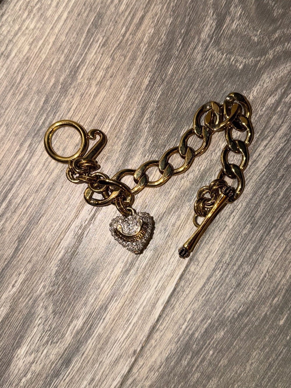 Juicy Pave Heart Charm Toggle Bracelet